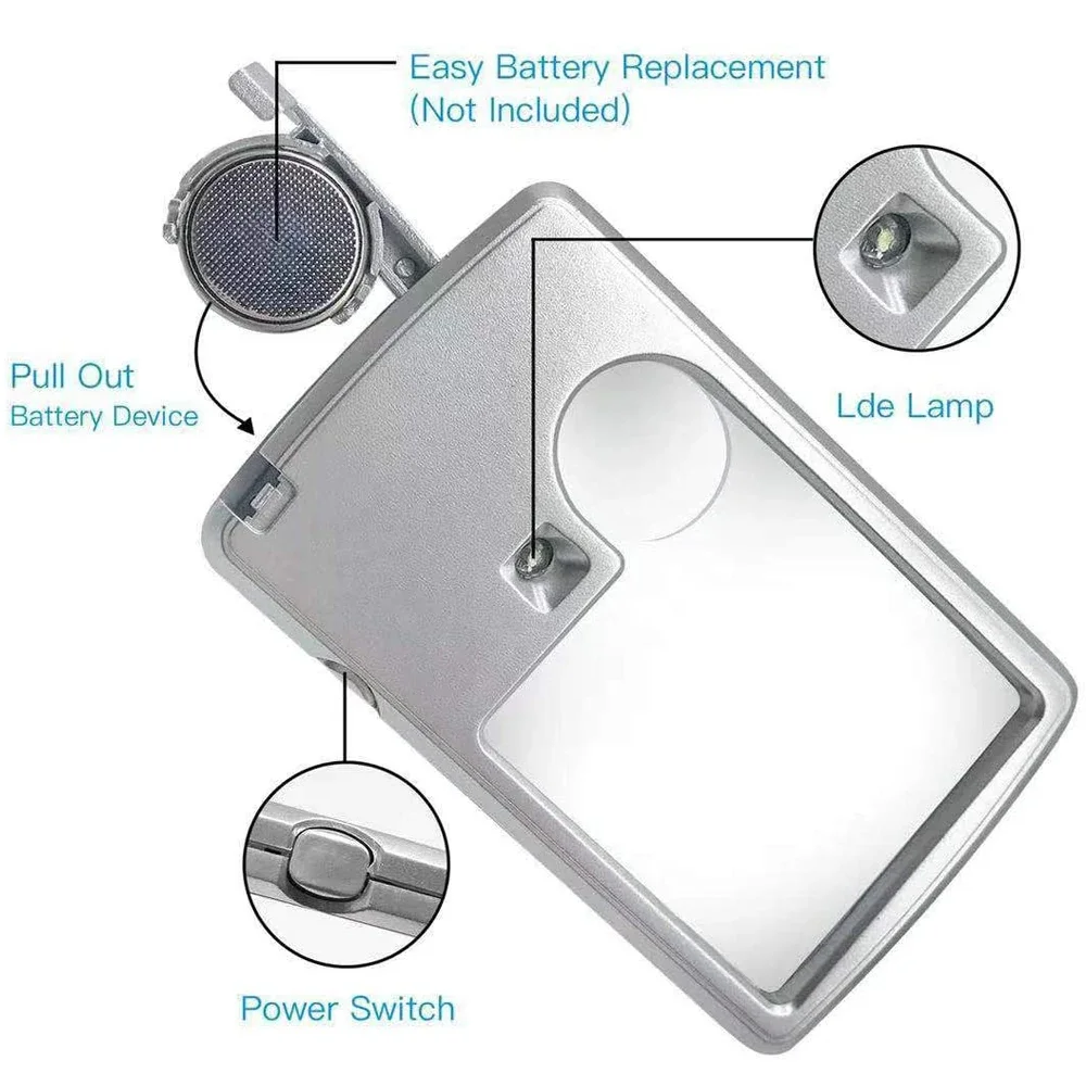 Magnifying Glass Jewelry Loupe With LED Light Magnifier Mini Pocket Magnifying Lens For Kids Jewelers Seniors Reading 6X 3X magnifying glass