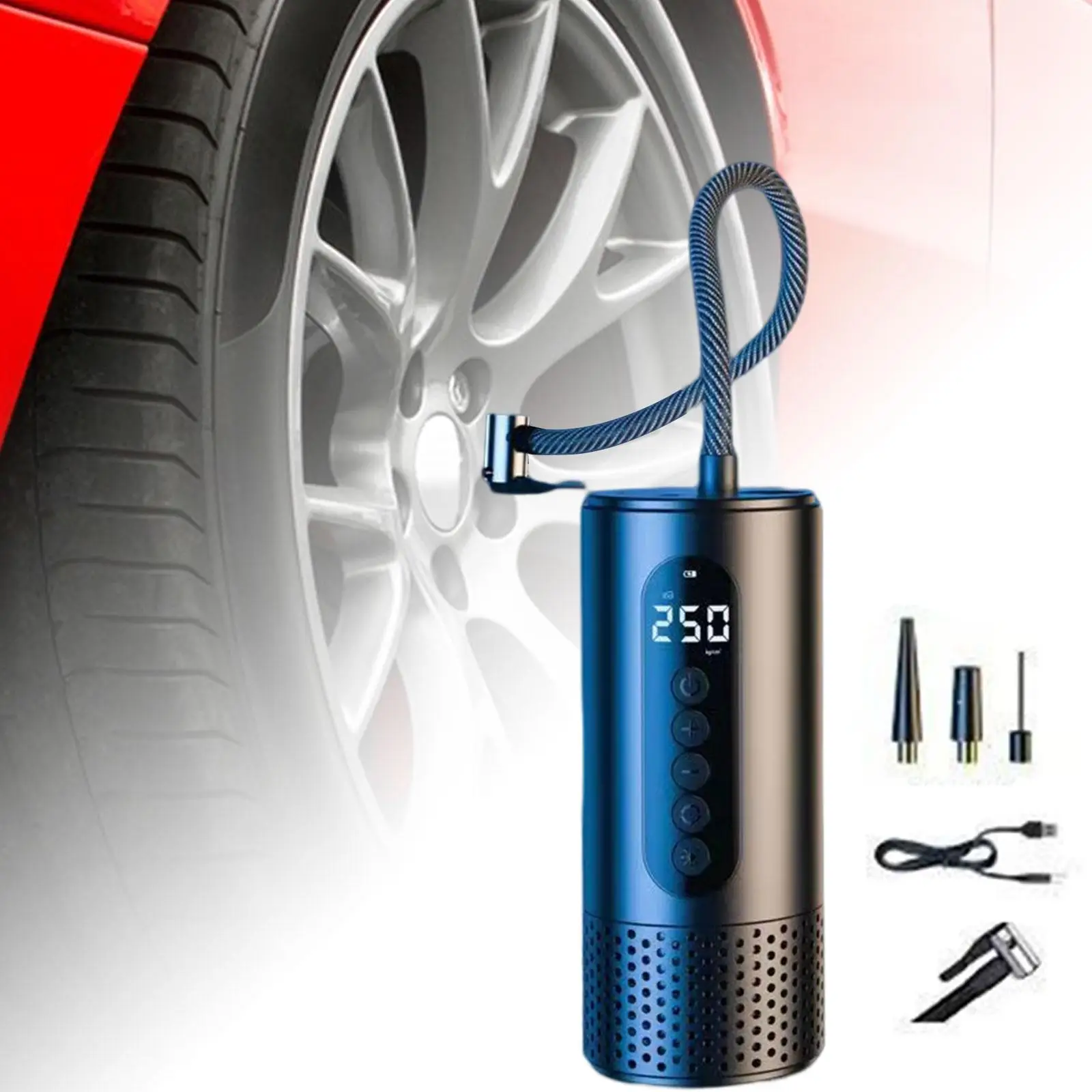Gonfleur de pneu sans fil rechargeable, batterie 6000mah gonfleur de pneu  150 psi pompe de voiture pompe à vélo électrique portable mini compresseur  de pompe à air arrêt automatique 