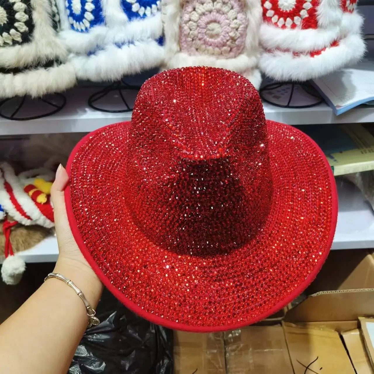 Sequin Red Dot Cowboy Hat Windy City Novelties LED Cowboy Hat