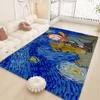 Cartoon Van Gogh Hallway Carpet Non-Slip Laundry Room Mat Laundry Decor Balcony Child Living Room Toilet Rug 4