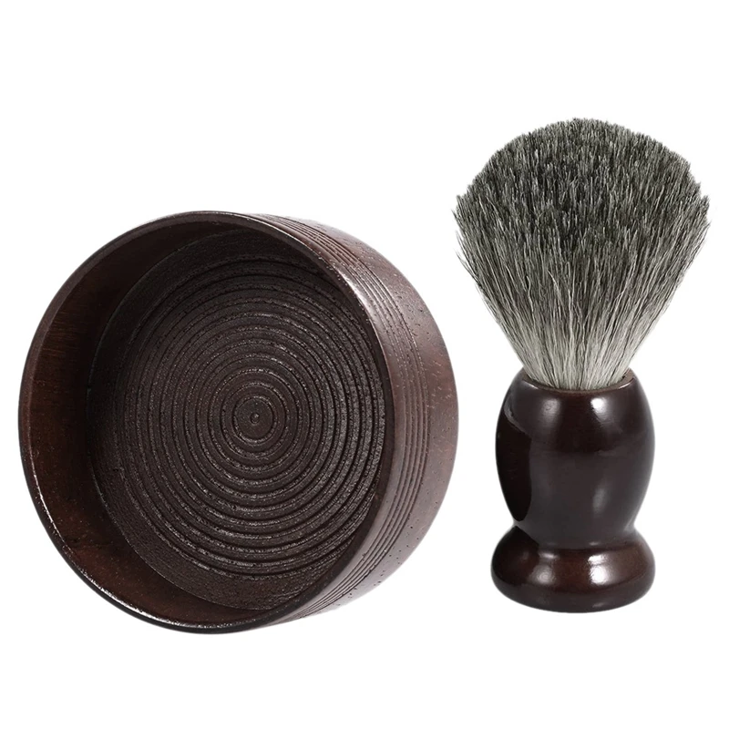 Shave Lather Brush+Shaving Bowl Wooden Shave Mug Shaving Kit for Men