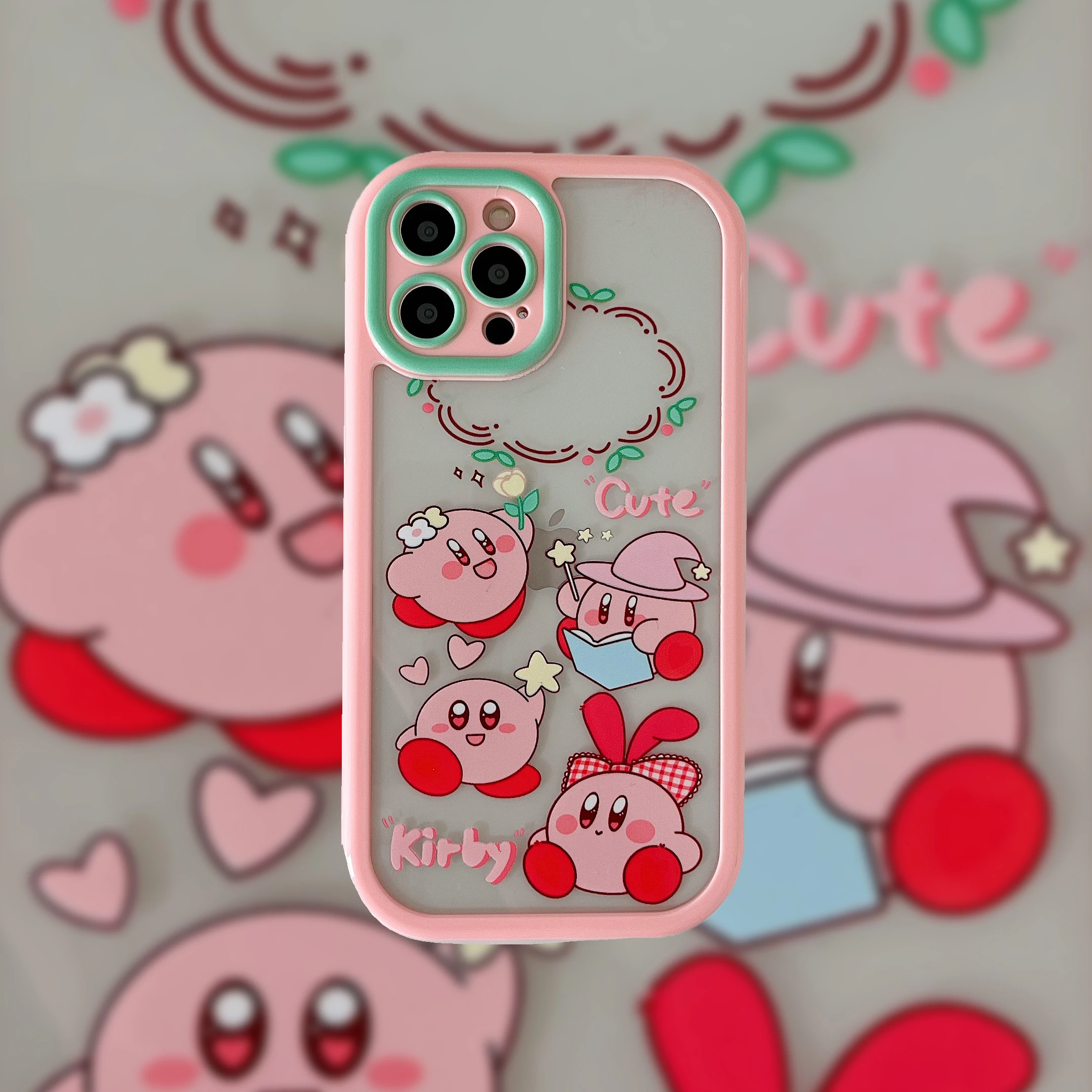 Fundas de teléfono Kirby de estrella de dibujos animados para iPhone 13,  12, 11 Pro Max, X, XR, XS, protección de cámara, borde rosa, cubierta dura|  | - AliExpress