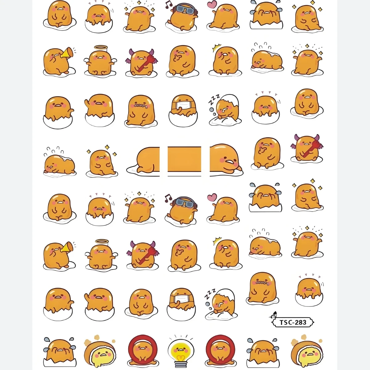 TSC-283 Gudetama Anime 3D Nail Art Sticker Stamp Decal Nail Slider for DIY Fashion