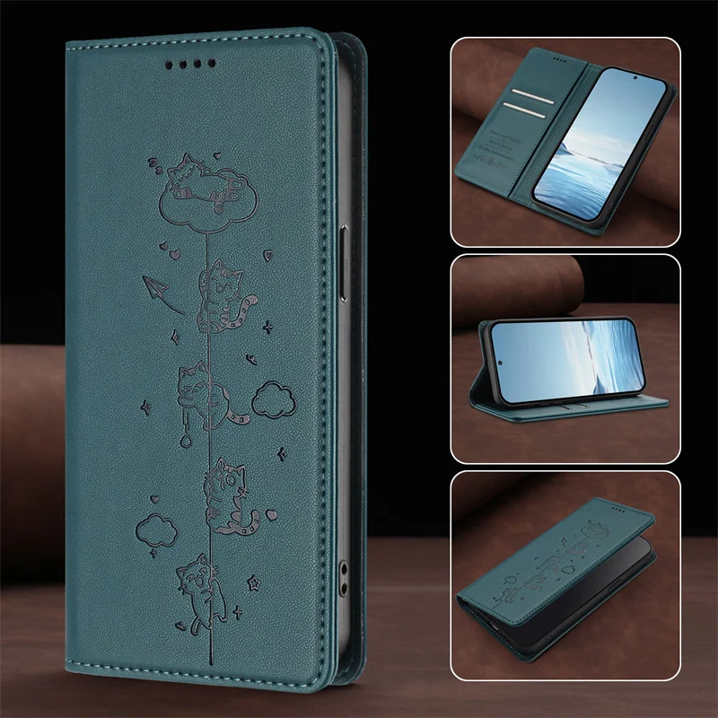 Premium Magnetic Leather Stand Wallet Case – Flip Protective Back Cover in Elegant Design