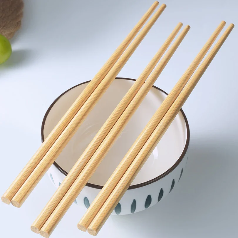 Eco-Friendly Bamboo Chopsticks Set, Unpainted & Wax-Free, Mold-Resistant, Anti-Slip Design (5/10 Pairs)