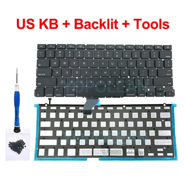 New Laptop A1502 Keyboard US UK Spain Russian French Swiss Portugal Layout  For Macbook Pro Retina 13" 2013 2014 2015 Years - AliExpress