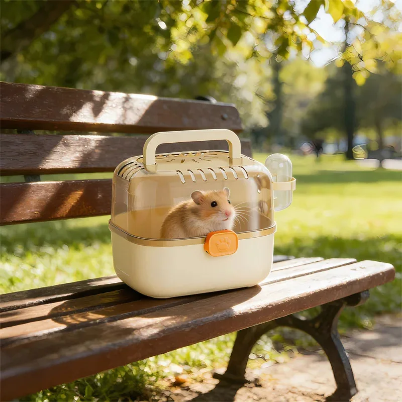View of Escape-Proof Travel Carrier for Hamsters - Portable Small Pet Cage with ...