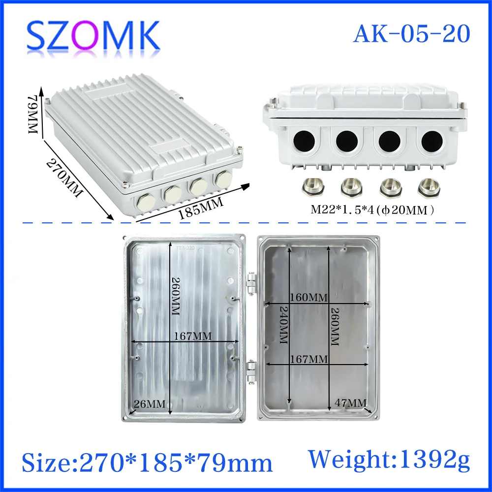 Szomk-alumínio Die Casting Enclosure Rede Antena sem Fio Liga de Alumínio Fundição Caixa de Junção 260x167x82 mm