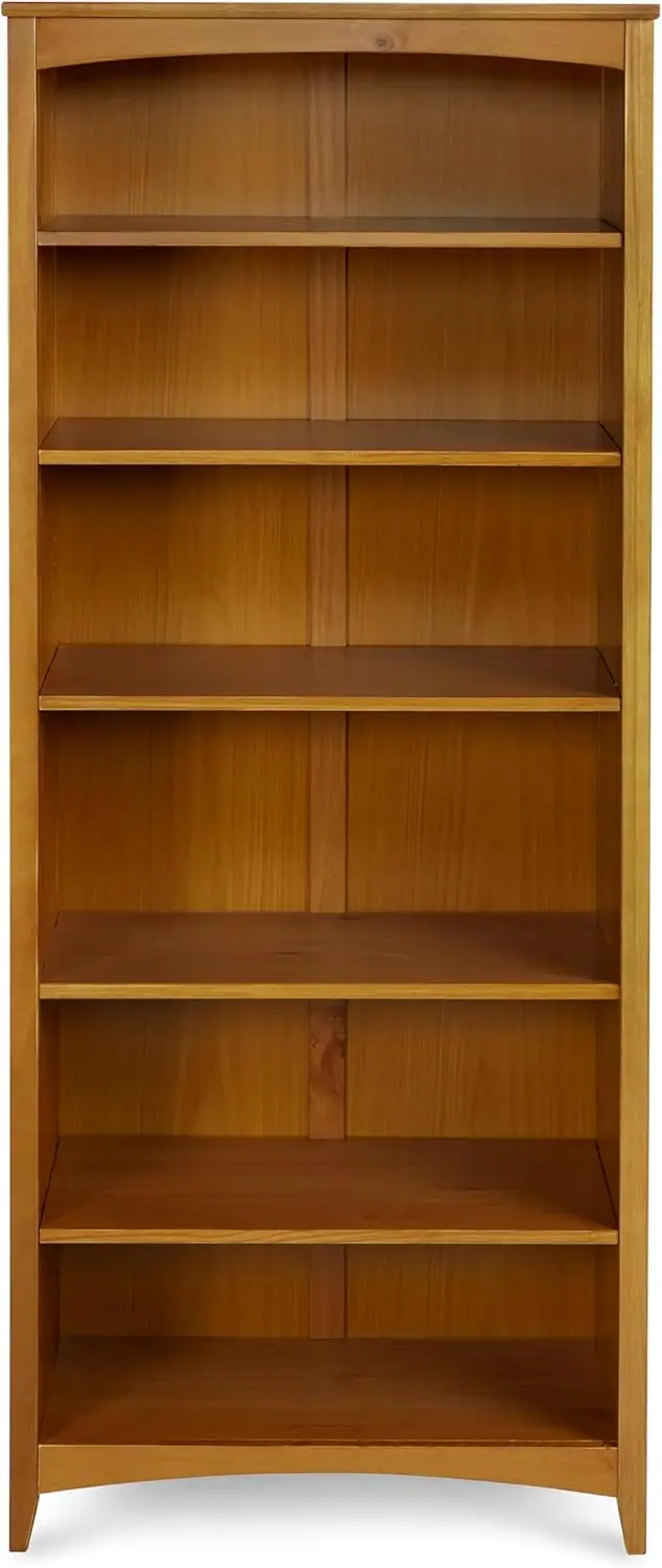 6 Shelf Bookcase Solid Wood 72 inch Tall Adjustable Shelving Closed Back Display Bookshelf for Living Room Bedroom Home