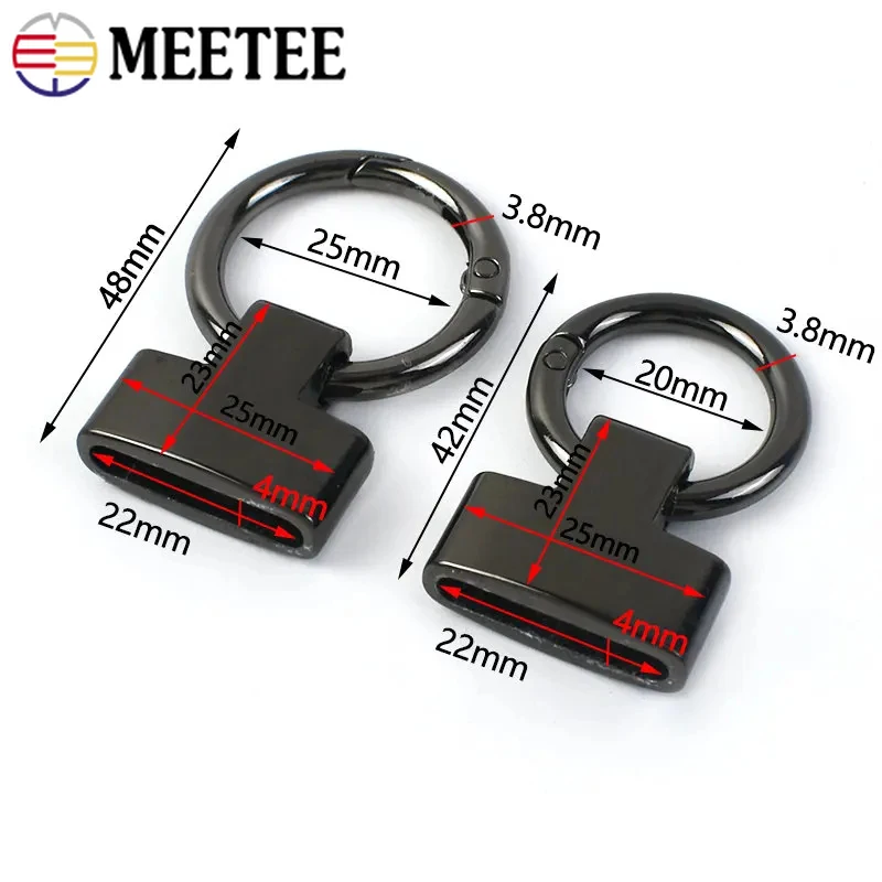2-10Pcs 금속 버클 스프링 O 링 걸쇠 20/25mm 가방 스트랩 커넥터 버클 핸드백 사이드 클립 핸드백 DIY 액세서리