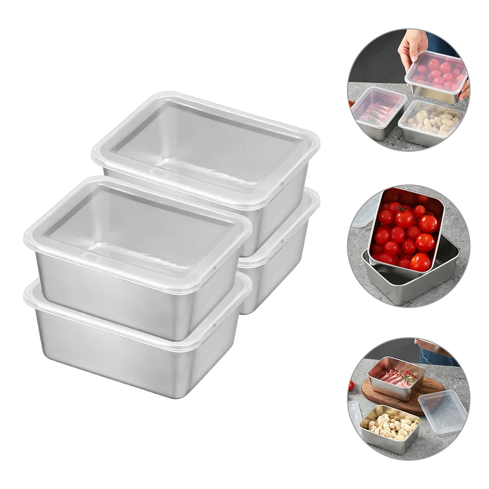 

4 Pcs Crisper Hot Pot Refrigerator Boxes Storage Bins Fridge Reusable Freezer Holders Plastic Containers Work Portable Food