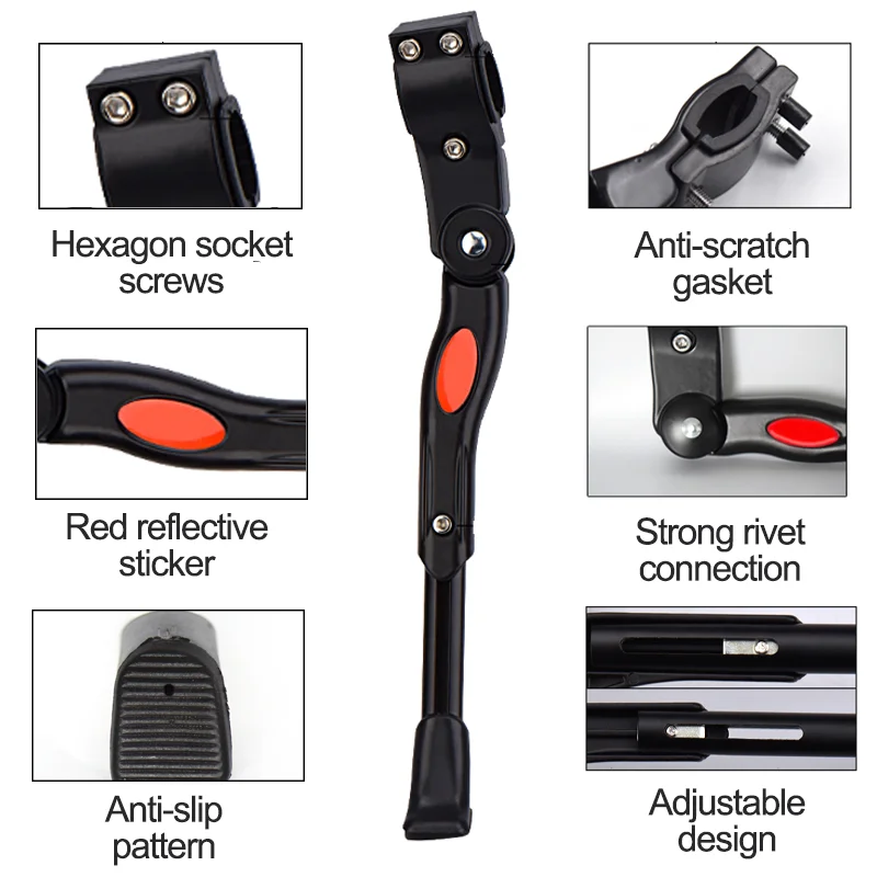 Description Picture 3 of itemMTB Road Bicycle Kick Stand Aluminum Kickstand 24/26/27.5/29/700C Adjustable Mountain Bike Support Side Rear Parkingrack