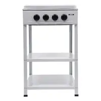 Stainless Steel Gas Stove 4-Burner BBQ Cooker with 2-Tier Storage Rack 1