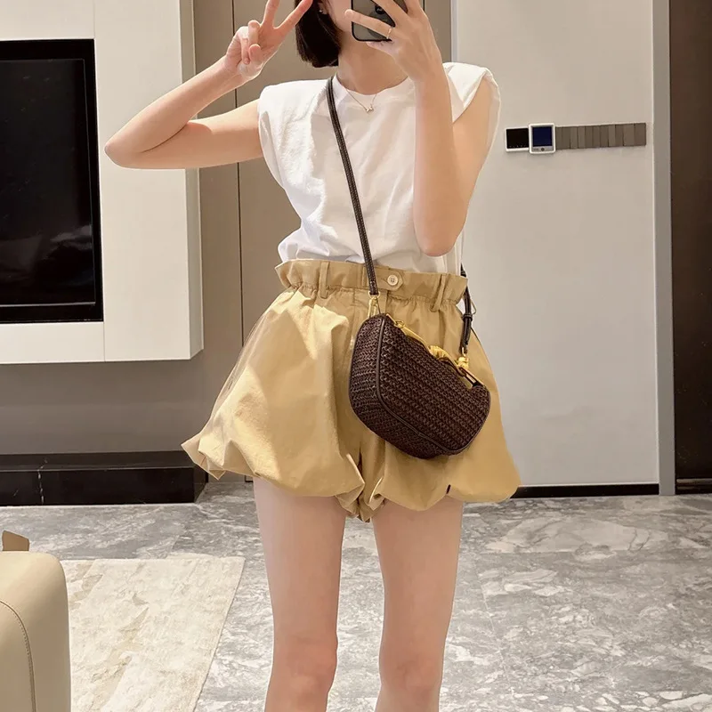 Women Tote Bag hollow out straw weaving Beach BagFashion Knitted Bag Solid Color Simple Shopping Bag for Travel Vacation