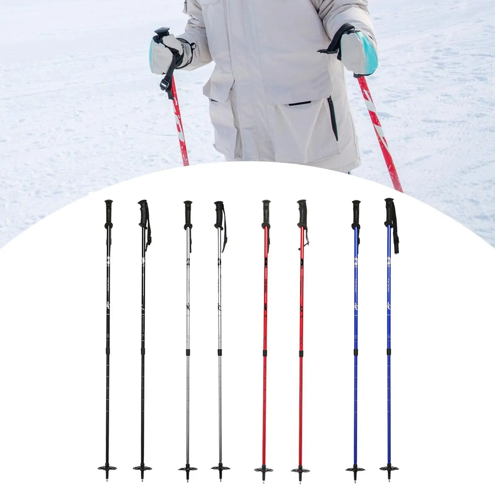Ski Poles for Adults Kids with Lock System Ergonomic Grip Walking Sticks for Winter Sports Hiking Skiing Mountaineering Outdoor 4