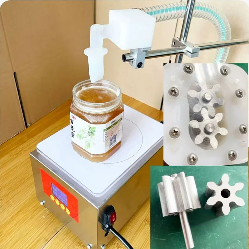 Commercial Paste Honey Filling Machine Gear Pump Weighing Type Viscous Liquid Automatic Filler 3kg 5kg