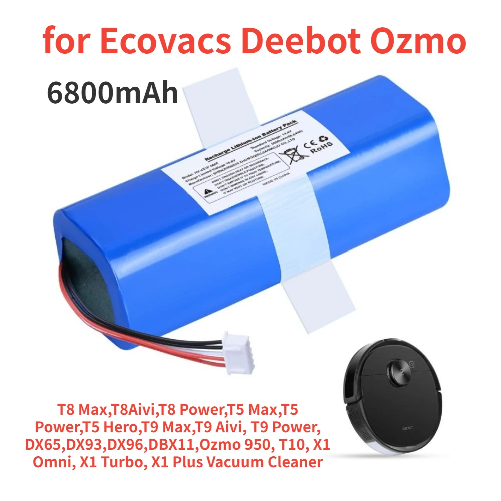 12800mAh Battery Replacement For ecovacs T5 T8 T9 T10 T20 DLX11 DLX13 DLN12 X1 X1omni X1 Deebot Ozmo Sweeping robot battery 6