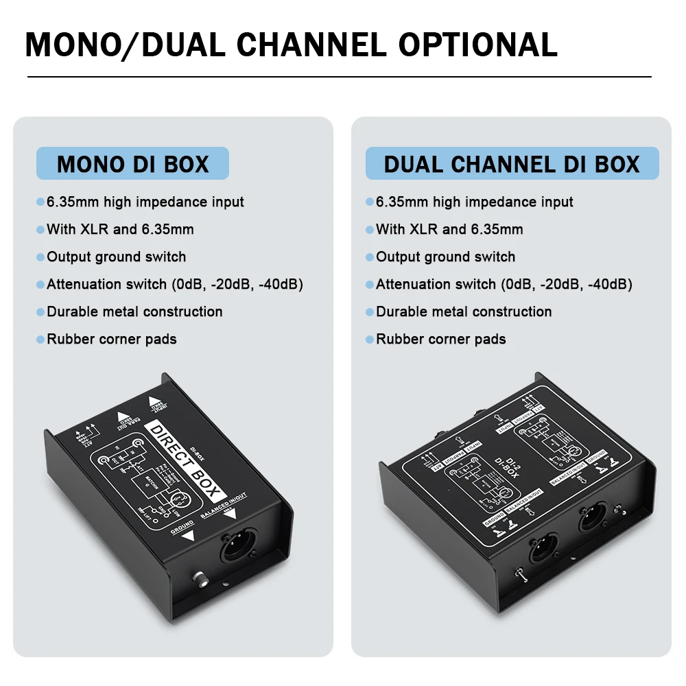 Audio DI Box Direct Injection Box Guitar Bass Single Channel Audio Converter LEUS DI1-2 Passive Low Noise audio converter