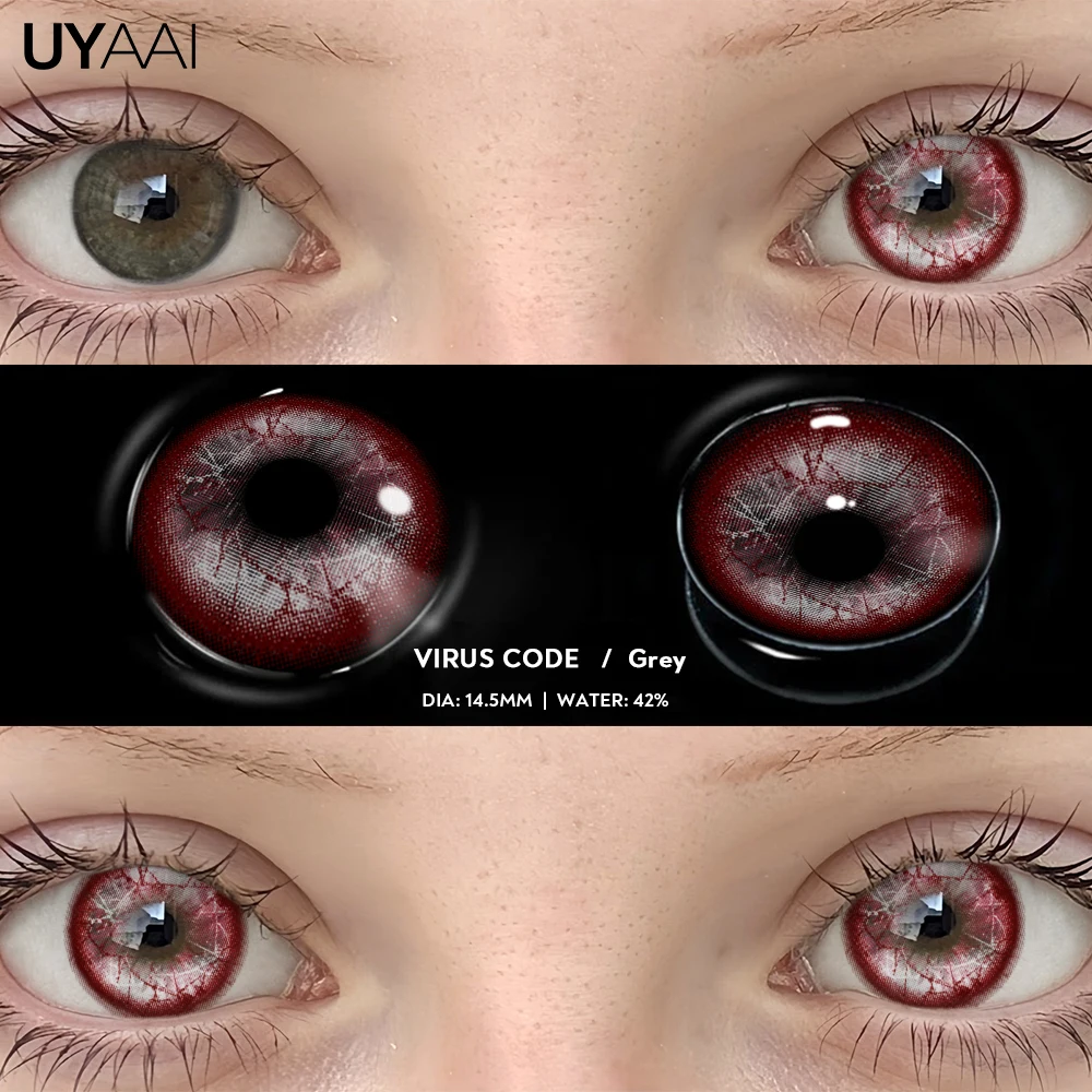 Vibrant Red Anime Cosplay Contact Lenses - Pink Costume Eye Lenses for Halloween and Role-Playing