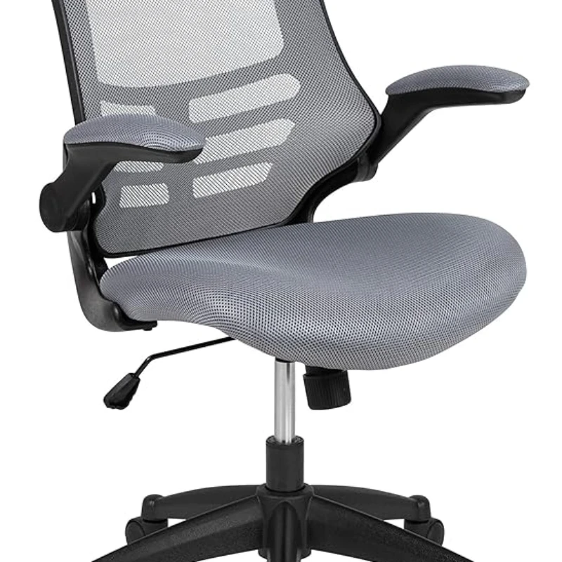 Flash Furniture Mid-Back Dark Gray Mesh Swivel Ergonomic Task Office Chair with Flip-Up Arms