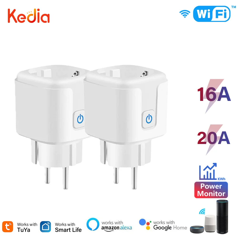 Inteligentne Gniazdo Wifi Kedia Eu 16/20A Z Monitorowaniem Zasilania, Zdalne Sterowanie Inteligentnym Domem Tuya Działa Z Alexa Google Home