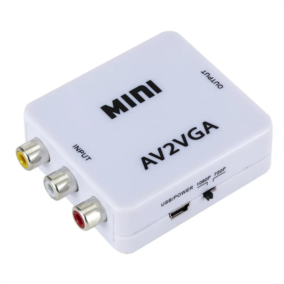 1080P Mini Video Convertor RCA AV to VGA Video Converter Conversor with 3.5mm Au