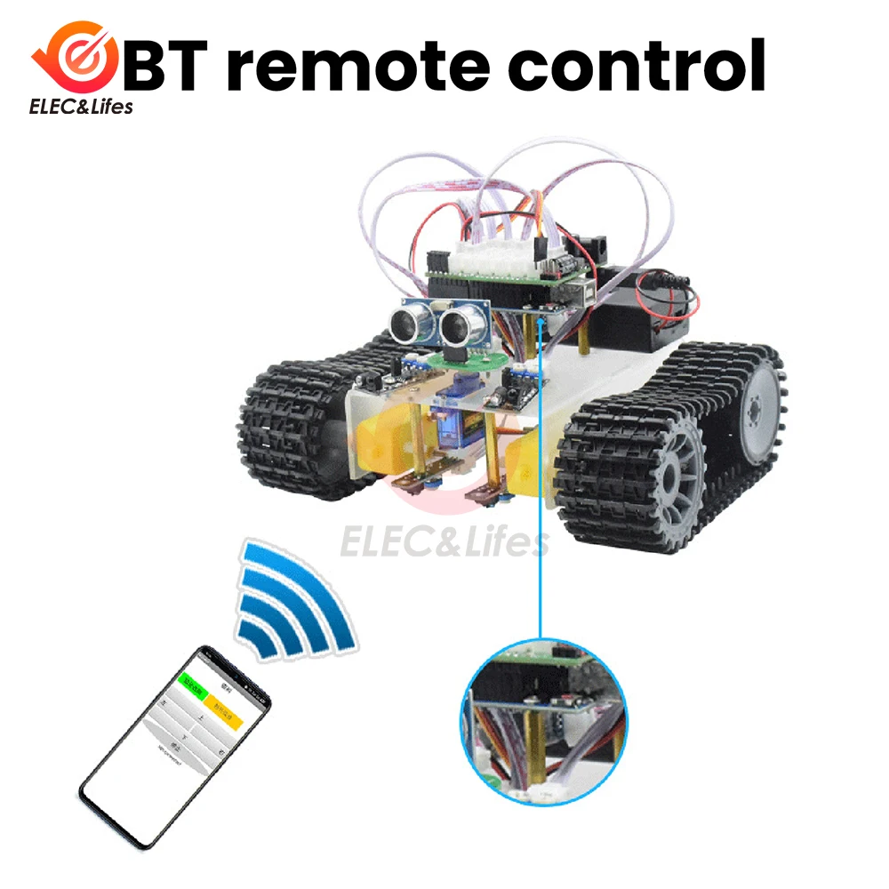 Komplet robot tenk Arduino Uno sa Bluetooth-om, izbegavanje prepreka, praćenje