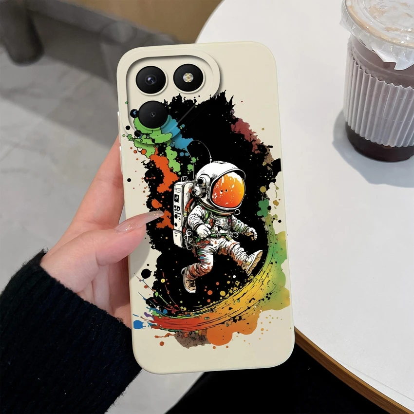 Fashion Astronaut Patterns Liquid Silicone Dustproof Phone Case