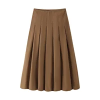 Women's Autumn New Short Zipper Jacket Short Sleeved Top High Waisted Pleated Lantern Flower Bud Half Skirt Set - Image 4