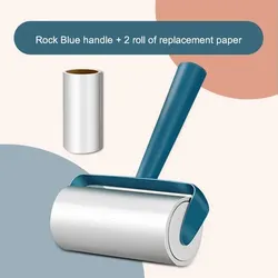 New Tearable Roll Paper Sticky Roller Brush - Household Pet Hair Remover and Clothes Cleaning Tool (2pcs blue)