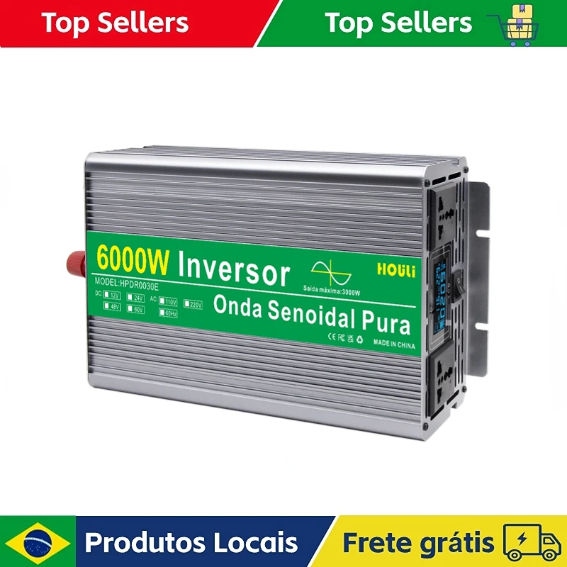 Houli 6000W Inversor 12V 220V Onda Pura Convertitore 12V A 220V Inverter Di Potenza Accessoire Voiture Inversor De Corriente Para Auto