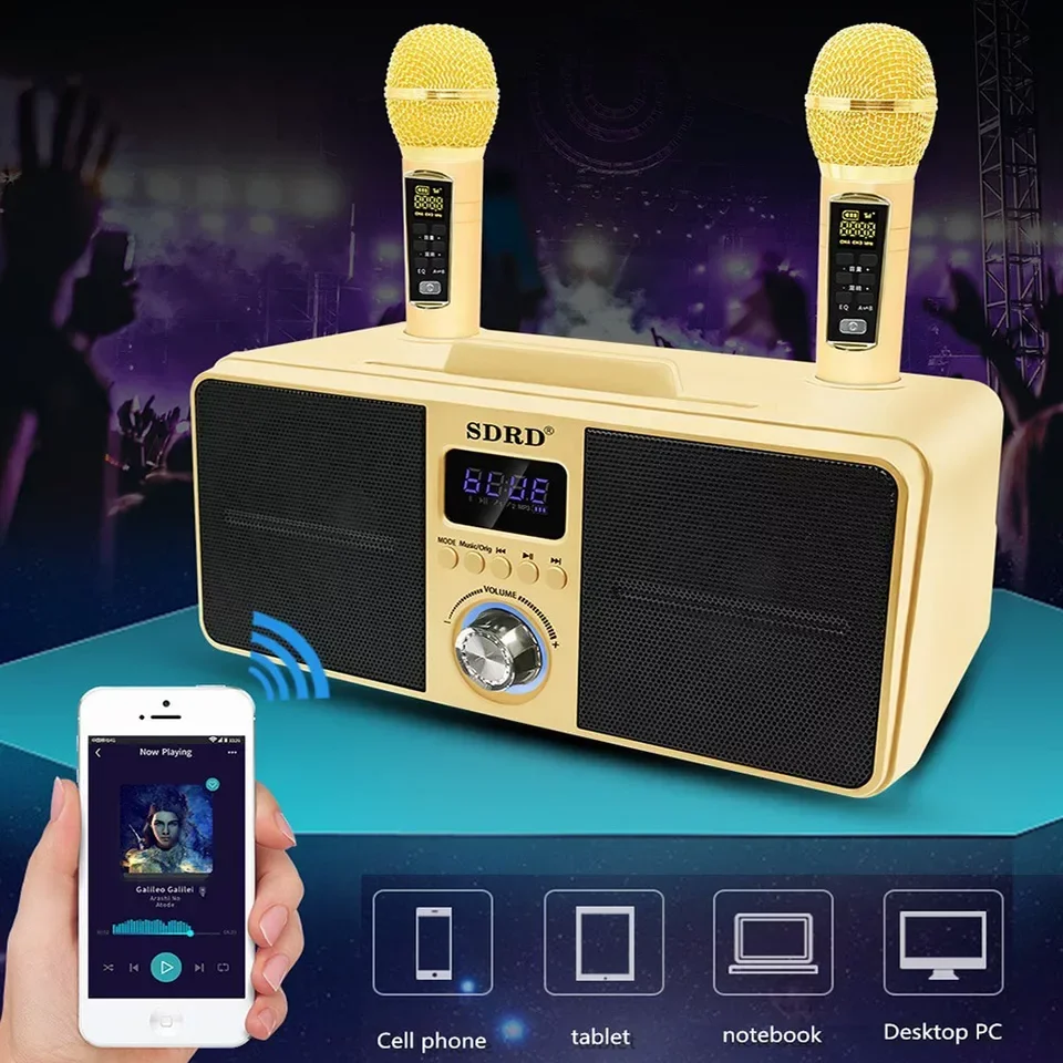 30W high-power SDRD  309 household KTV equipped with wireless microphone dual person duet Bluetooth speaker all-in-one machine 6