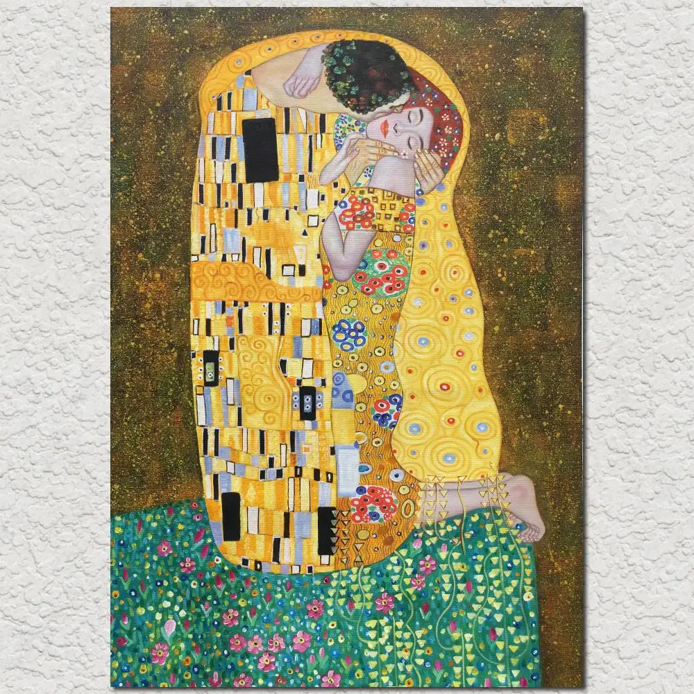 

Handmade Oil paintings Figure Art Woman Gustav Klimt The Kiss Painting On Canvas Beautiful Romantic For Wall Decor Birthday Gift