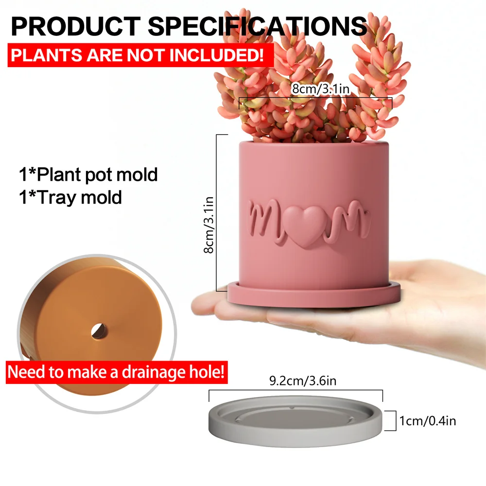 Silicone Mold Planter Pot Tray DIY Succulent