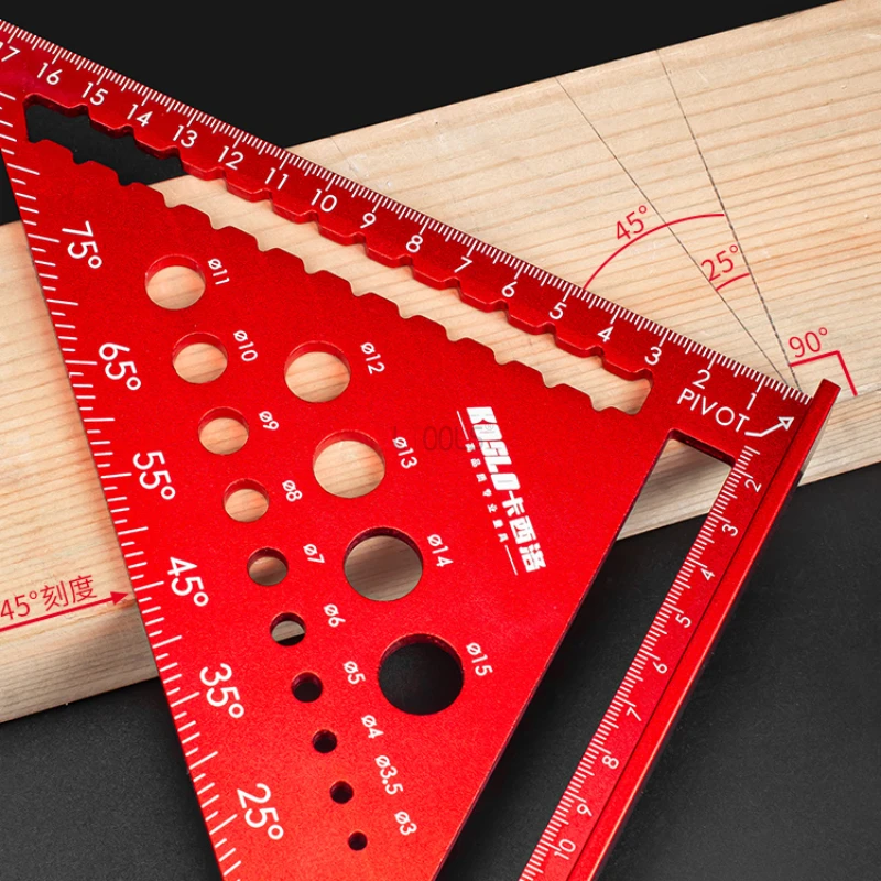 New Woodworking Punching Positioning Triangle Ruler 45°/90° Angle Ruler Aluminum Alloy Drill Bit Gauge Precision Measuring Ruler