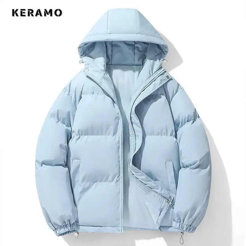 Women Casual All-match Long Sleeve Simple Zipper Parkas Winter Oversized Fashion Warm Outerwear Jacket Solid Hooded Coat
