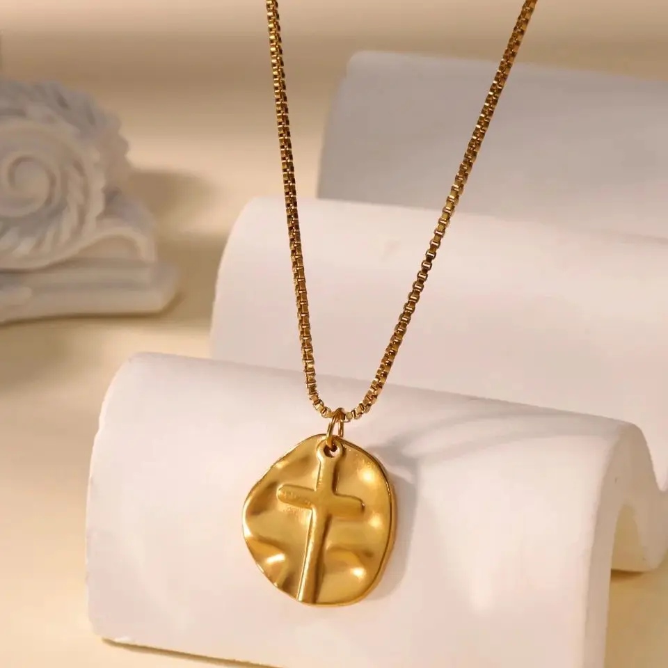 Stainless Steel Geometric Cross Pendant Necklaces