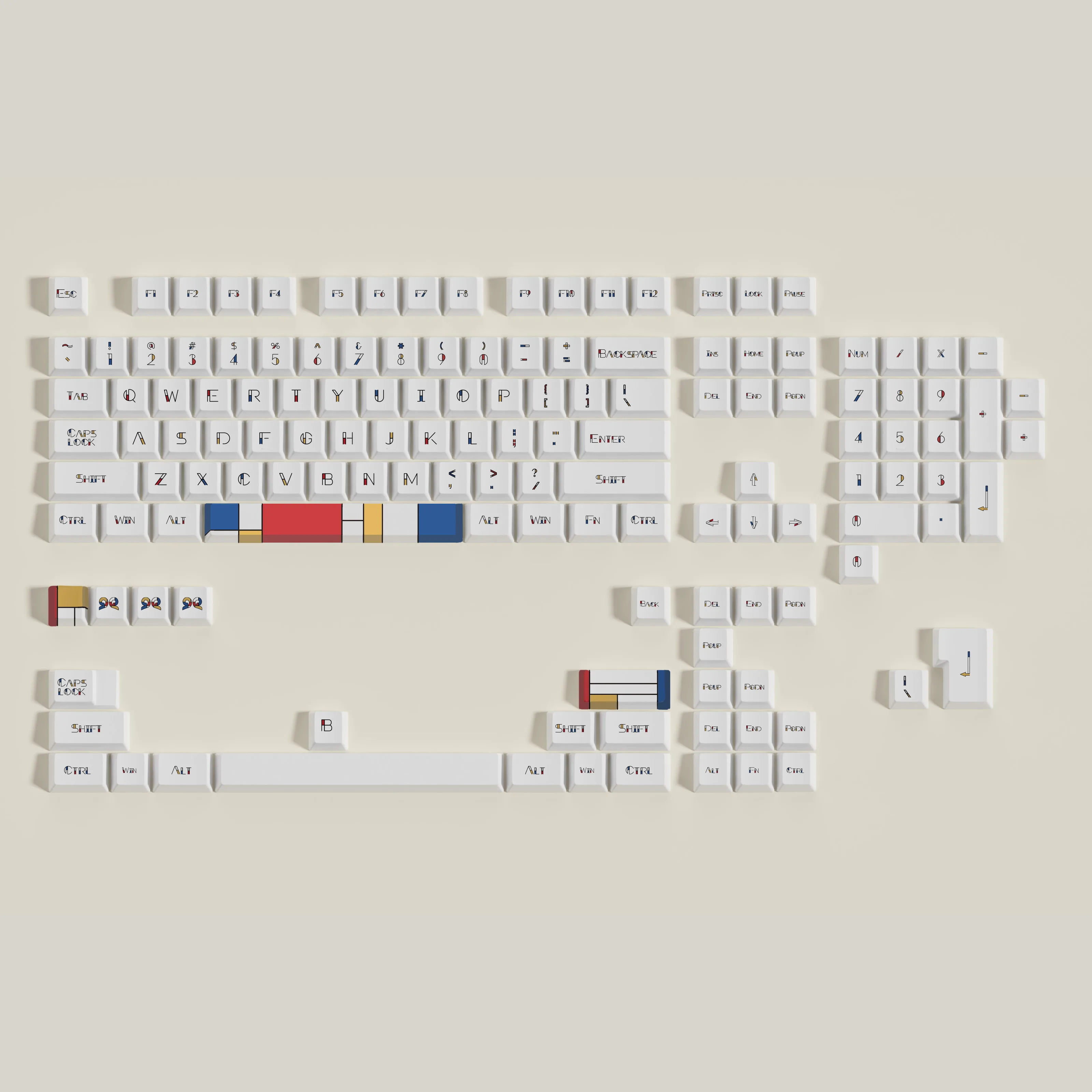 Mondrian Keycaps para Switch Pbt Sublimação de Dye Perfil Cherry Keycap para 60 65 75 80 96 980 104 108 mx Conjunto
