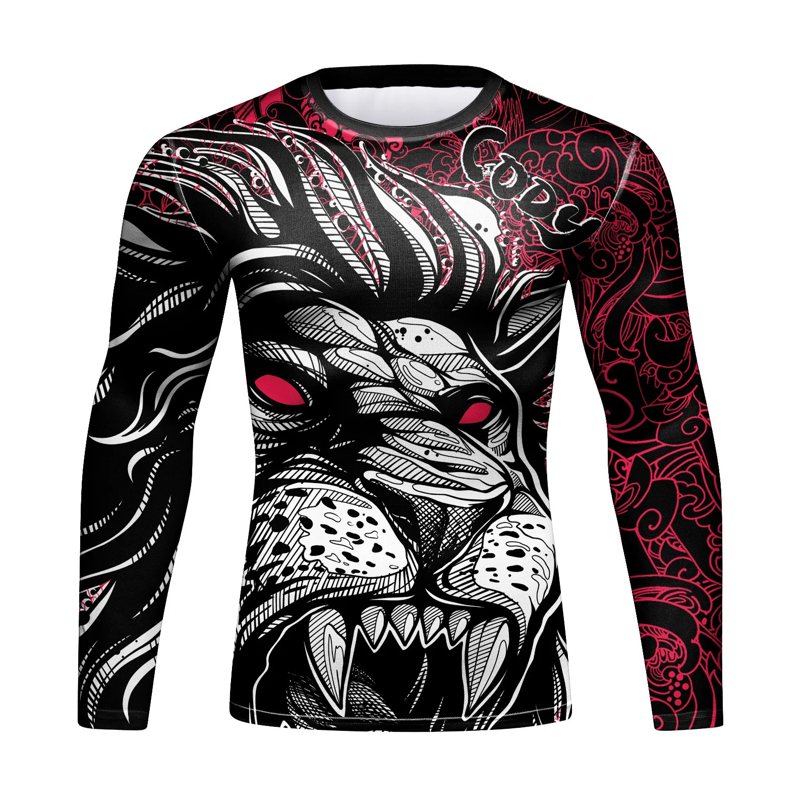 

CODY LUNDIN Men's Novel Pattern MMA Grappling Rash Guard Long Sleeve Compression Workout Shirts Animal Sublimation Print Tops