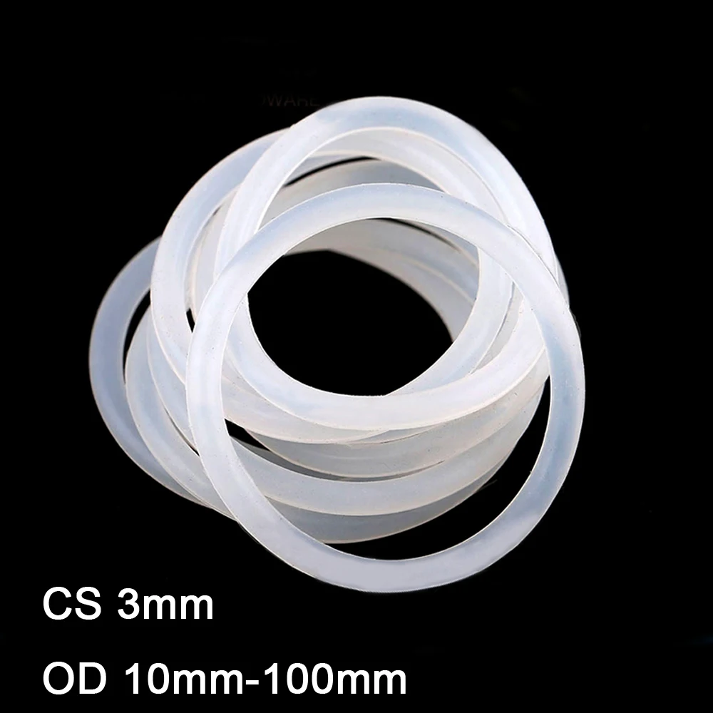 rings Gasket Waterproof White Silicone Rubber Seal washer Wire diameter 3mm O 
