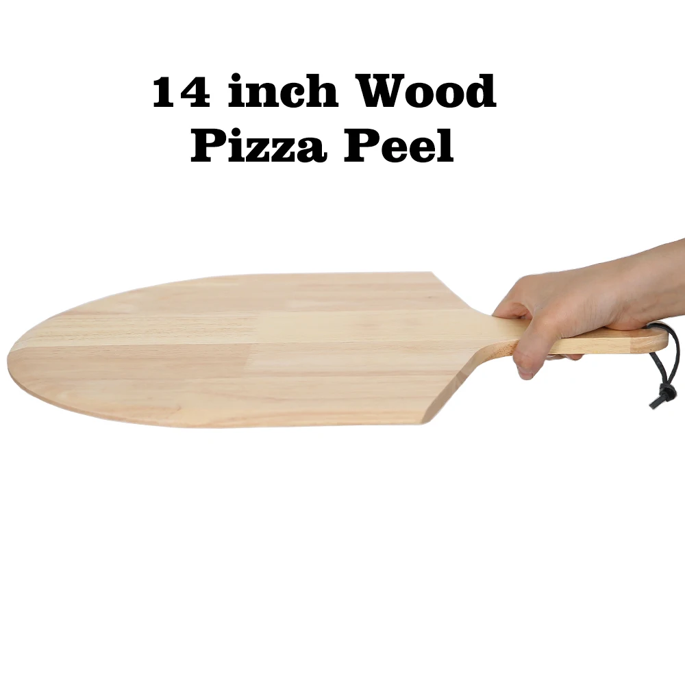 Pizza Peel PizzAtHome 14 inch Wood Pizza Peel Pizza Paddle Cutting Board With Handle Baking Bread Cutting Fruit Vegetables Cheese Pizza Bakeware