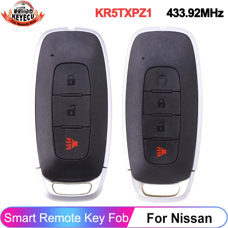 

KEYECU KR5TXPZ1 KR5TXPZ3 433MHz 4A Chip Keyless FOB For NISSAN ROGUE KICKS PATHFINDER ARIYA 2022 2023 Smart Key Remote Control