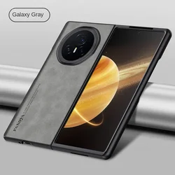 Premium PU Leather Matte Shockproof Phone Case - Hard PC Back Cover for Honor Magic V3 (GRAY)