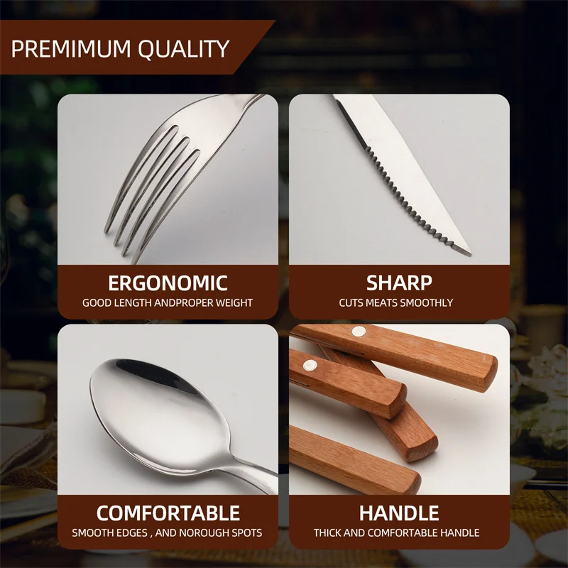 Stainless Steel travel utensils With Case Healthy & Eco-Friendly Full Size Fork Spoon Portable Utensils Set With Storage Bag cutlery set western style cutlery set picnic cutlery set stainless steel cutlery set camping cutlery set