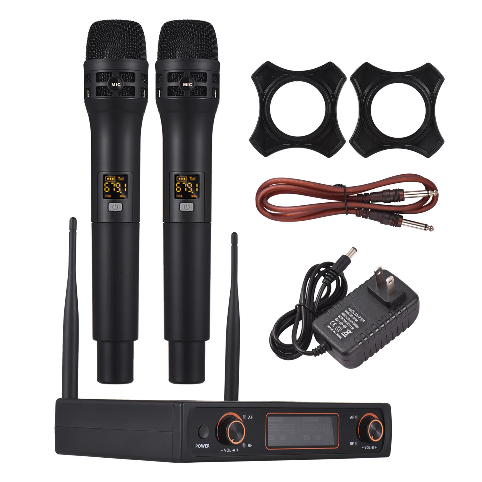 

Professional 16 Channels UHF Wireless Handheld Microphone System Cardioid directional pickup with LCD Display for Karaoke stages