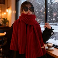 Chic Winter Matching Red Knit Scarves Cozy & Versatile Neck Warmth Unisex Warm AccessoryStudent Fashion