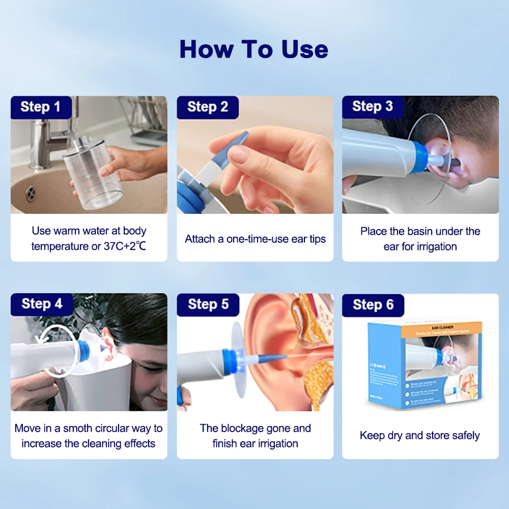 Electric Ear Cleaner Earwax Removal 10 Nozzles Multifunctional Portable Automatic Available for the Whole Family USB Charging