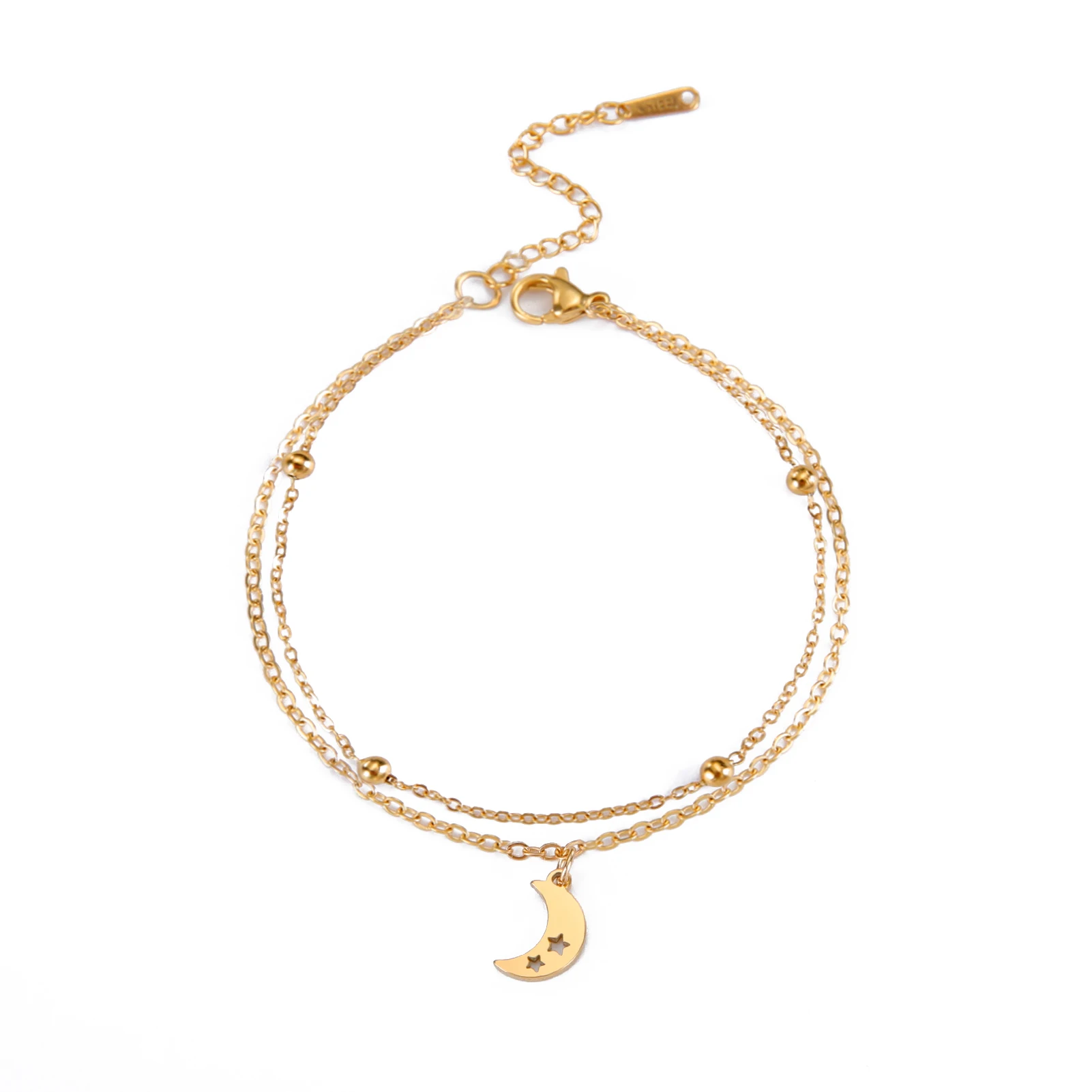 Skyrim-Inspired Sun and Moon Charm Double-Layer Bracelet – Stainless Steel Jewelry Gift