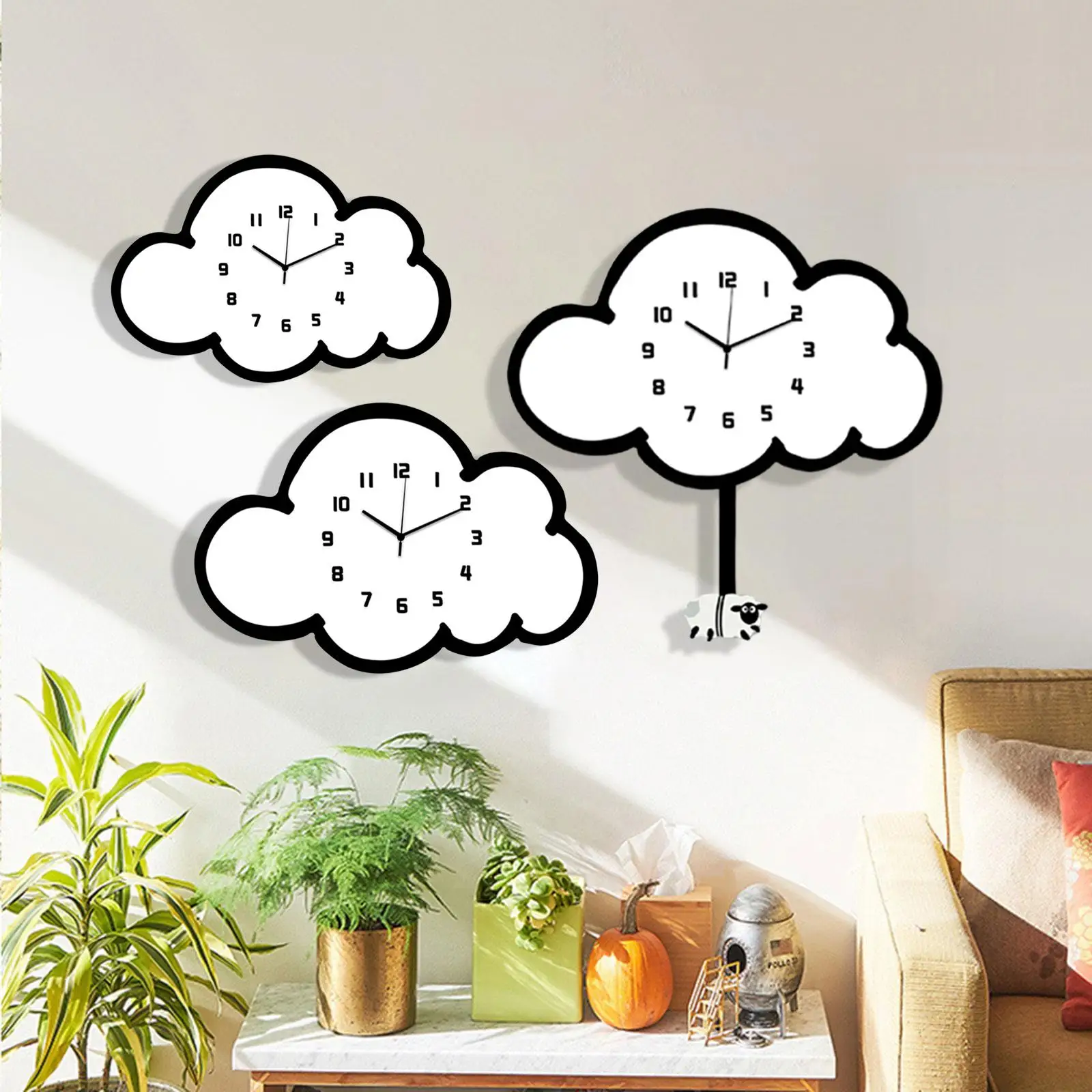 Cloud Wall Hanging Clock Wall Ornament for Dining Room Indoor Living Room