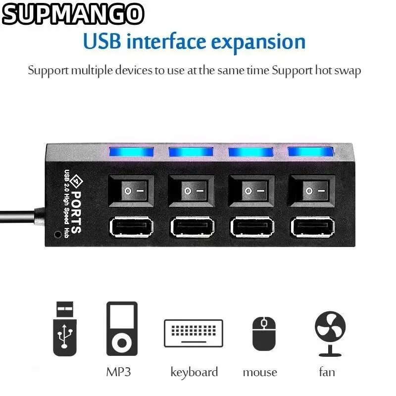 Usb Hub 2.0 Multi-usb High Speed Hub Splitter 4-port Usb Hub